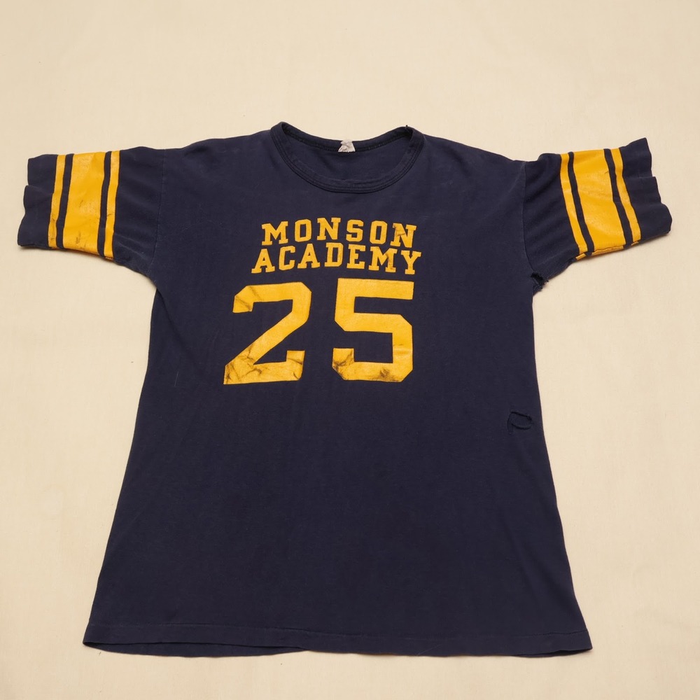 Vintage 1960s Champion Monson Academy #25 Football T Shirt Running Man Tag